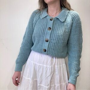 Garnet Hill Robins Egg Blue Cardigan